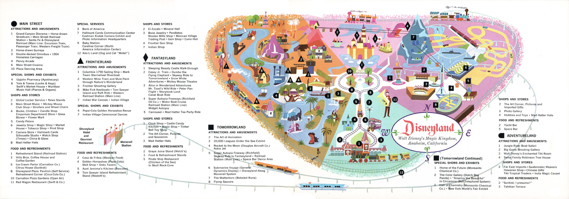 Scan of a 1963 Disneyland map
