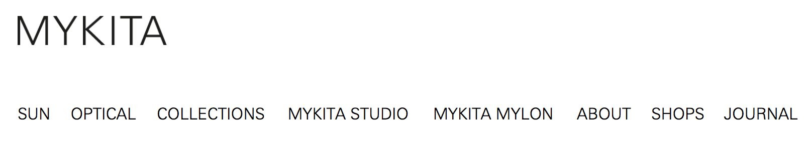 Mykita's navigation structure