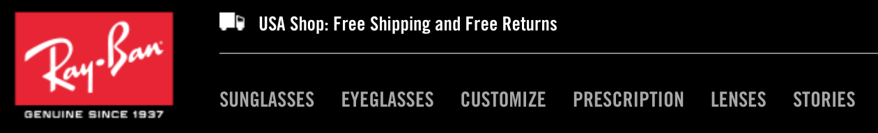 Ray Ban's navigation structure.