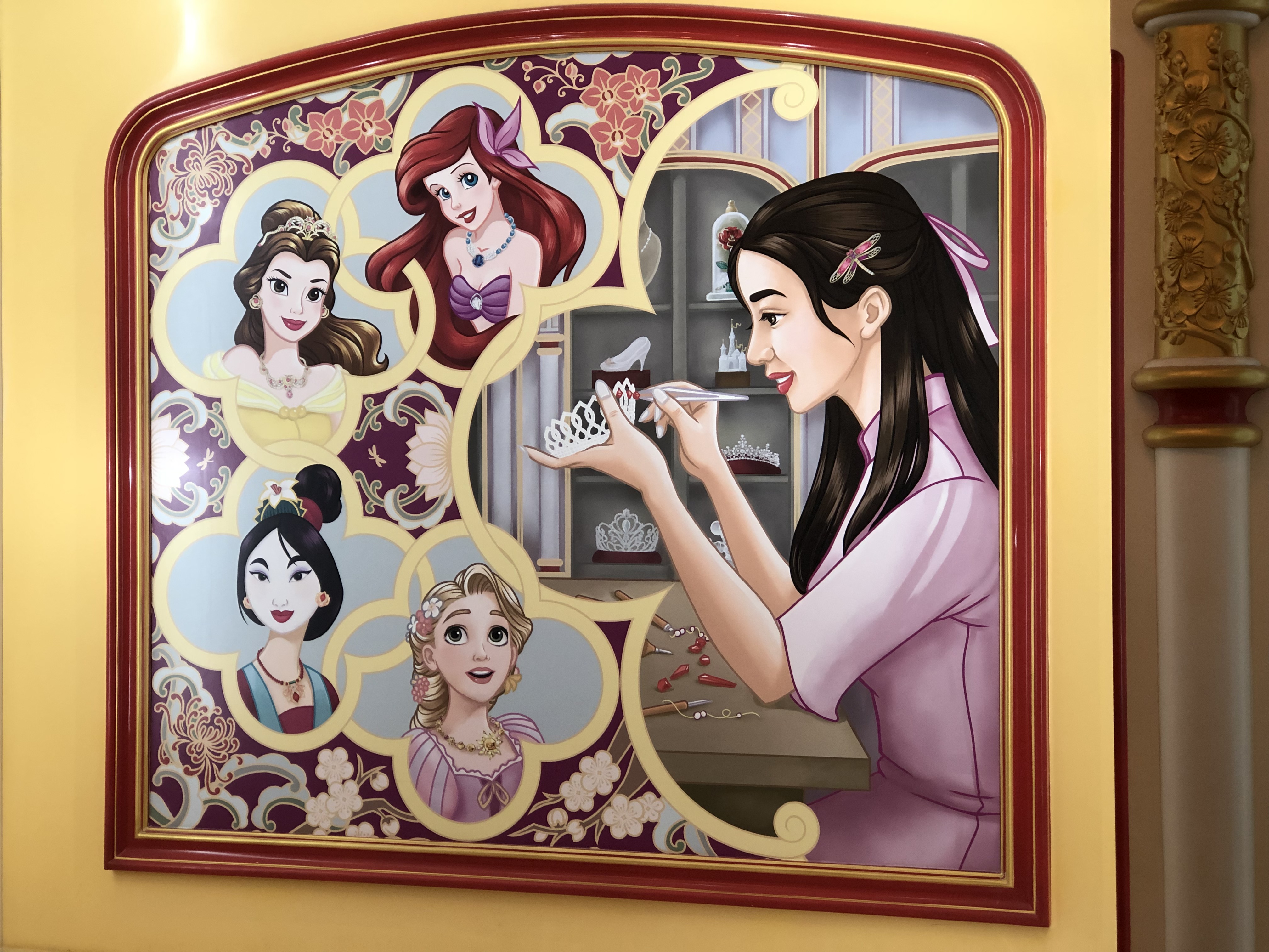 Painting inside Enchanted Storybook Castle at Shanghai Disneyland.