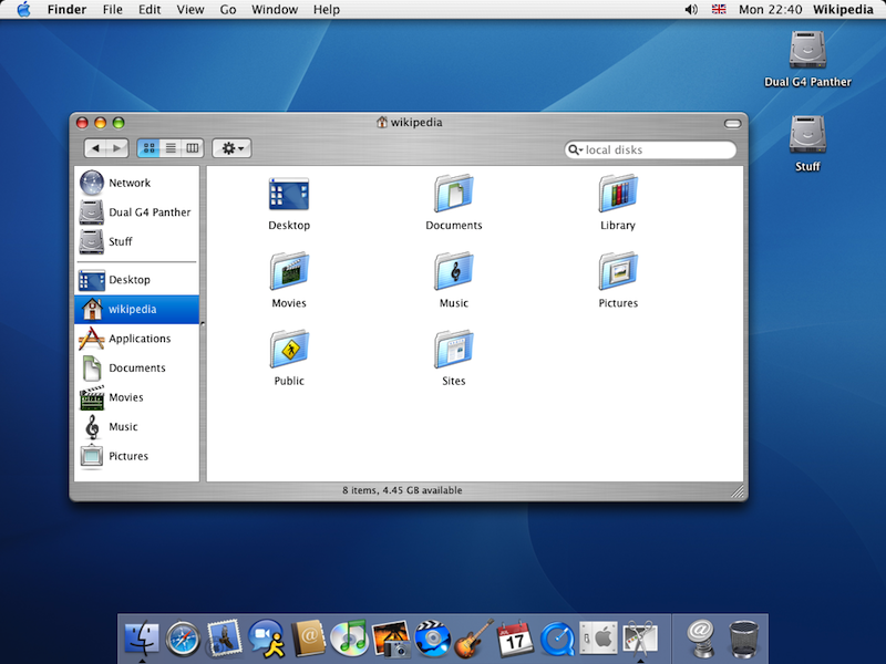 Mac OS X Aqua user interface.