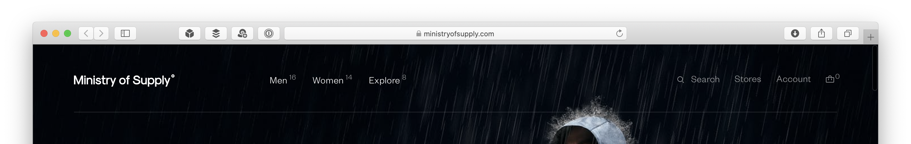 Ministry of Supply primary navigation bar