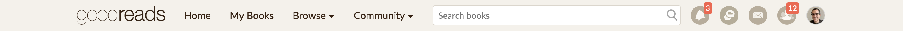 goodreads.com logged-in navigation bar.