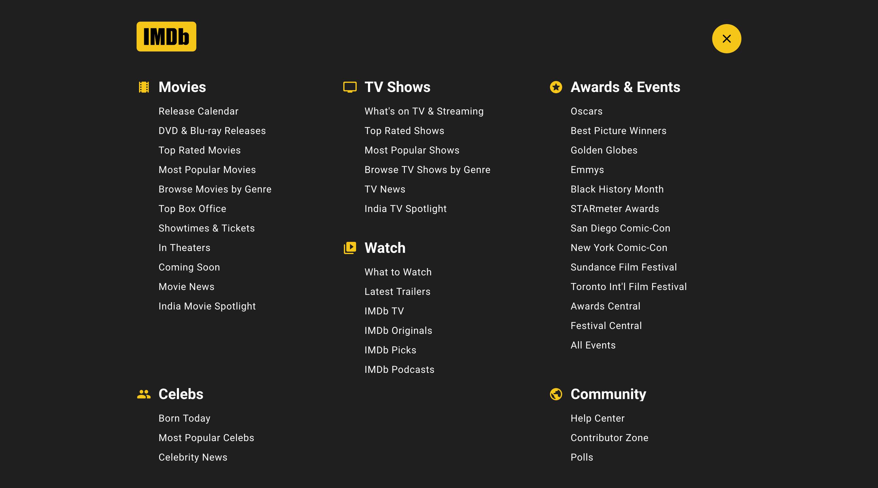 imdb.com megamenu