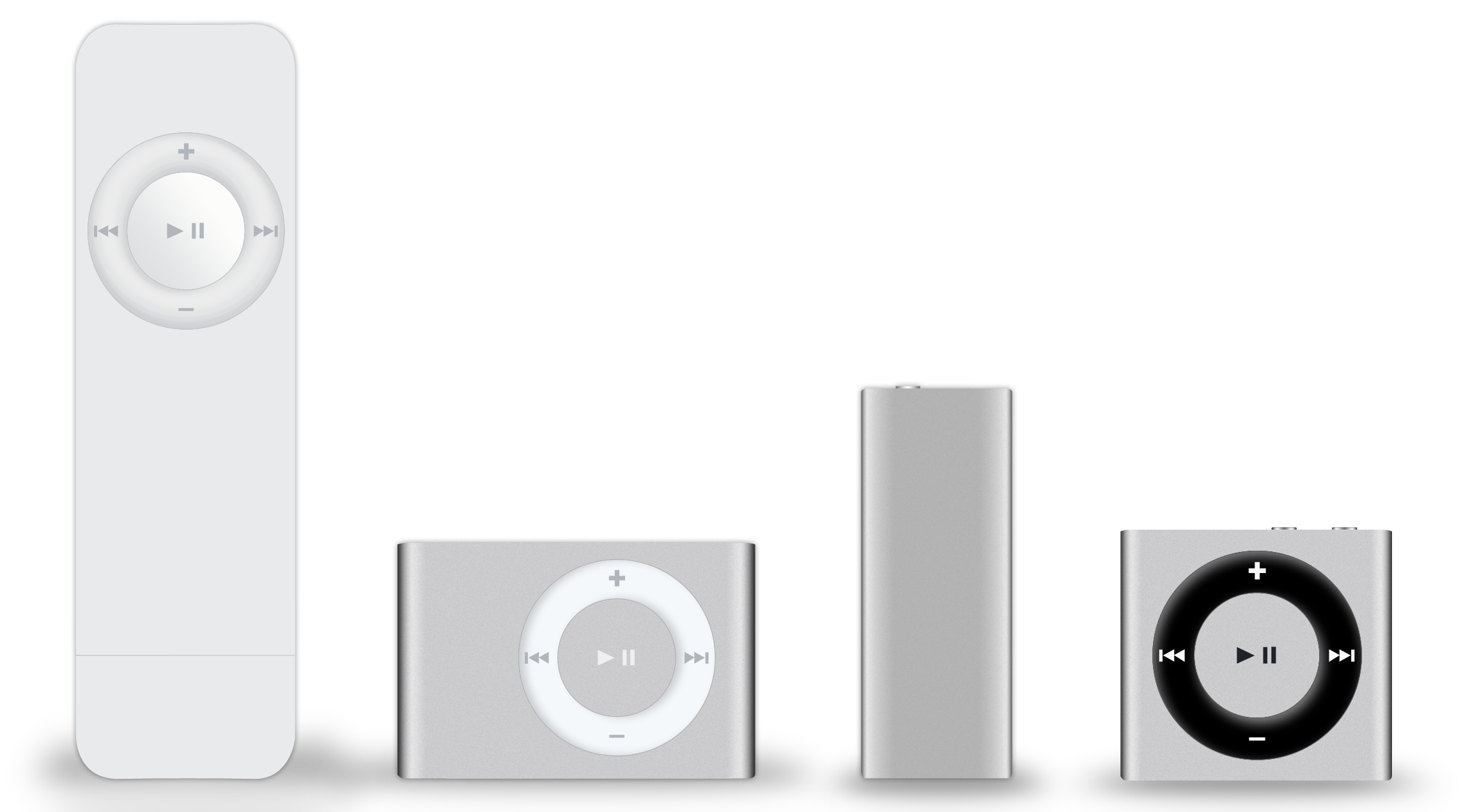  iPod Shuffle models. Image: Matthieu Riegler, Wikimedia Commons