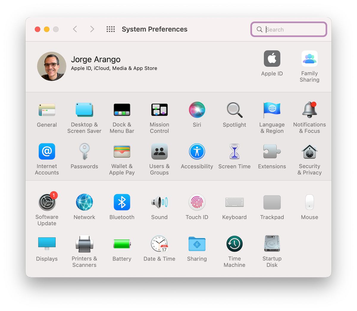  *System Preferences* as it appears on my Mac — which isn’t yet upgraded to Ventura.
